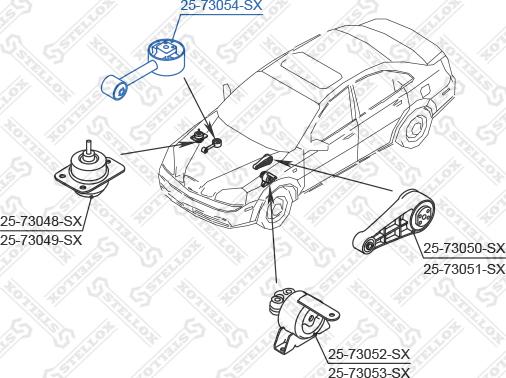 Stellox 25-73054-SX - Подушка, підвіска двигуна autocars.com.ua