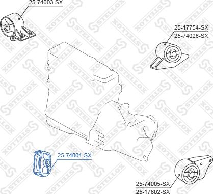 Stellox 25-74001-SX - Подушка, підвіска двигуна autocars.com.ua