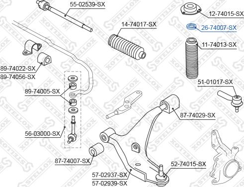 Stellox 26-74007-SX - Подшипник качения, опора стойки амортизатора autodnr.net