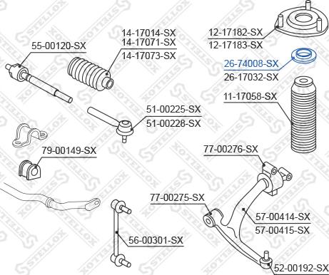 Stellox 26-74008-SX - Підшипник кочення, опора стійки амортизатора autocars.com.ua