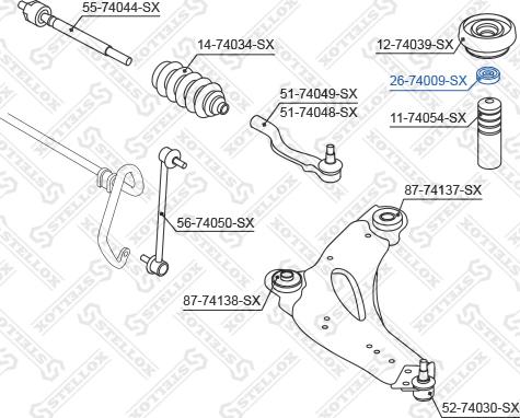 Stellox 26-74009-SX - Підшипник кочення, опора стійки амортизатора autocars.com.ua