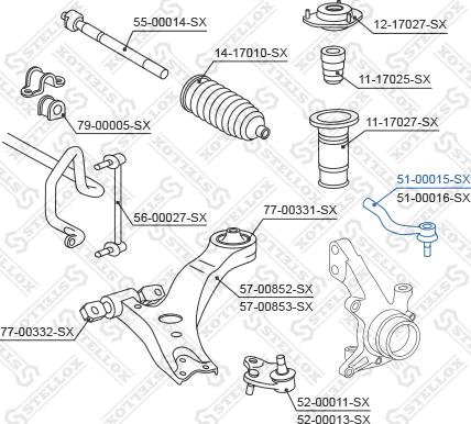 Stellox 51-00015-SX - Наконечник рулевой тяги, шарнир avtokuzovplus.com.ua