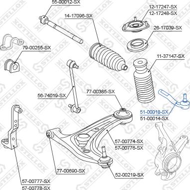 Stellox 51-00018-SX - Наконечник рулевой тяги, шарнир avtokuzovplus.com.ua