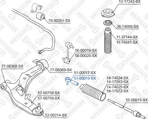 Stellox 51-00019-SX - Наконечник рулевой тяги, шарнир autodnr.net