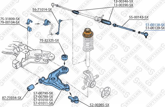 Stellox 51-00138-SX - Наконечник рулевой тяги, шарнир autodnr.net