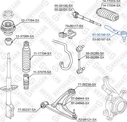 Stellox 51-00196-SX - Наконечник рулевой тяги, шарнир avtokuzovplus.com.ua