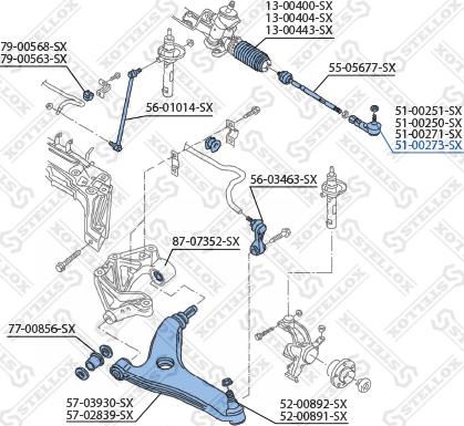 Stellox 51-00273-SX - Наконечник рульової тяги, кульовий шарнір autocars.com.ua
