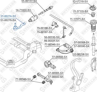 Stellox 51-00274-SX - Наконечник рульової тяги, кульовий шарнір autocars.com.ua