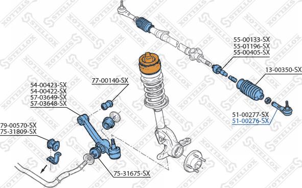 Stellox 51-00276-SX - Наконечник рульової тяги, кульовий шарнір autocars.com.ua