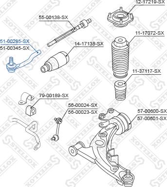 Stellox 51-00285-SX - Наконечник рулевой тяги, шарнир avtokuzovplus.com.ua