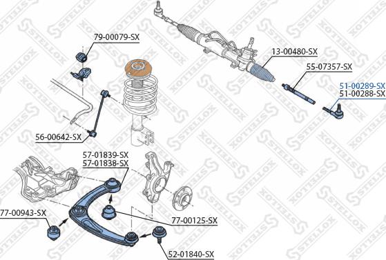 Stellox 51-00289-SX - Наконечник рульової тяги, кульовий шарнір autocars.com.ua