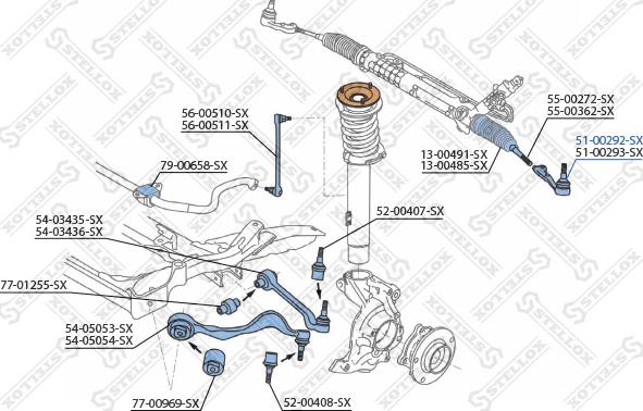 Stellox 51-00292-SX - Наконечник рульової тяги, кульовий шарнір autocars.com.ua