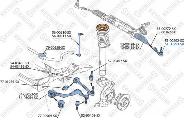 Stellox 51-00293-SX - Наконечник рулевой тяги, шарнир avtokuzovplus.com.ua