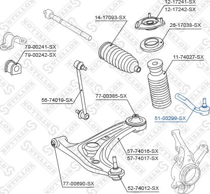 Stellox 51-00299-SX - Наконечник рулевой тяги, шарнир avtokuzovplus.com.ua