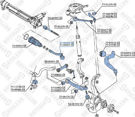 Stellox 51-00300-SX - Наконечник рульової тяги, кульовий шарнір autocars.com.ua