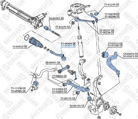 Stellox 51-00301-SX - Наконечник рулевой тяги, шарнир avtokuzovplus.com.ua