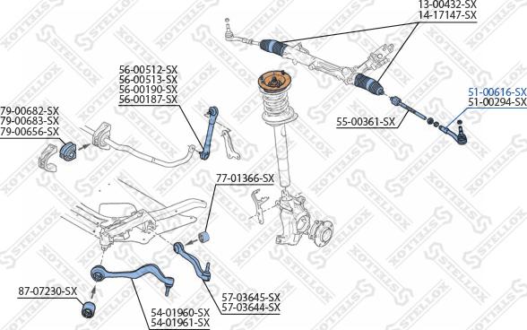 Stellox 51-00616-SX - Наконечник рулевой тяги, шарнир avtokuzovplus.com.ua