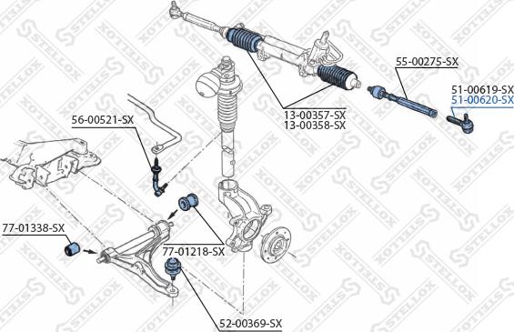 Stellox 51-00620-SX - Наконечник рульової тяги, кульовий шарнір autocars.com.ua