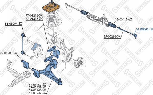 Stellox 51-00641-SX - Наконечник рульової тяги, кульовий шарнір autocars.com.ua