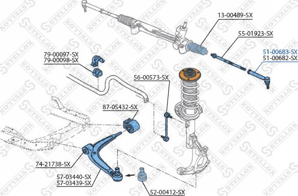 Stellox 51-00683-SX - Наконечник рулевой тяги, шарнир avtokuzovplus.com.ua