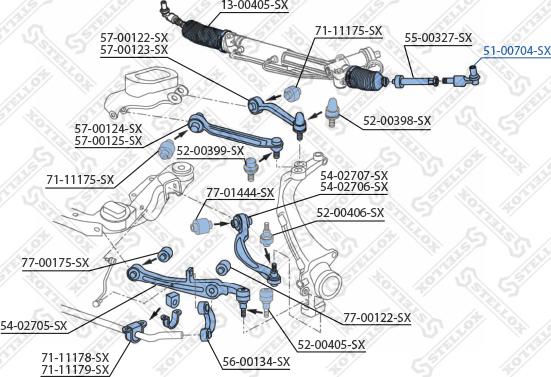 Stellox 51-00704-SX - Наконечник рульової тяги, кульовий шарнір autocars.com.ua