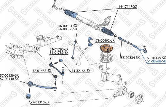 Stellox 51-00788-SX - Наконечник рульової тяги, кульовий шарнір autocars.com.ua