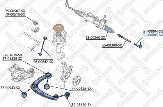 Stellox 51-00805-SX - Наконечник рулевой тяги, шарнир avtokuzovplus.com.ua