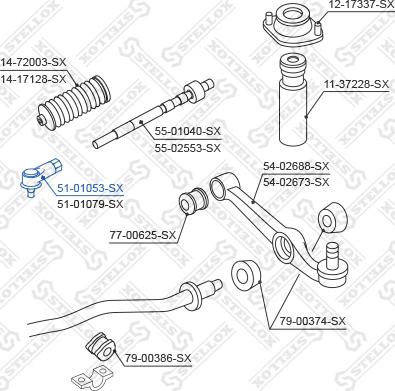 Stellox 51-01053-SX - Наконечник рульової тяги, кульовий шарнір autocars.com.ua