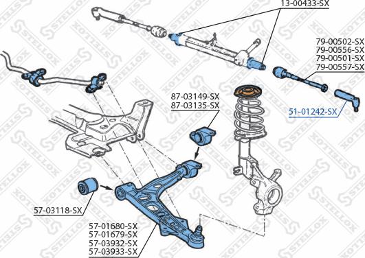 Stellox 51-01242-SX - Наконечник рульової тяги, кульовий шарнір autocars.com.ua