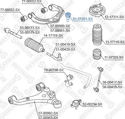 Stellox 51-01261-SX - Наконечник рульової тяги, кульовий шарнір autocars.com.ua