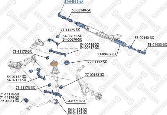 Stellox 51-04933-SX - Наконечник рульової тяги, кульовий шарнір autocars.com.ua