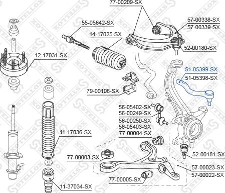 Stellox 51-05399-SX - Наконечник рульової тяги, кульовий шарнір autocars.com.ua