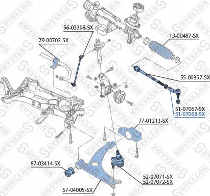 Stellox 51-07068-SX - Наконечник рульової тяги, кульовий шарнір autocars.com.ua