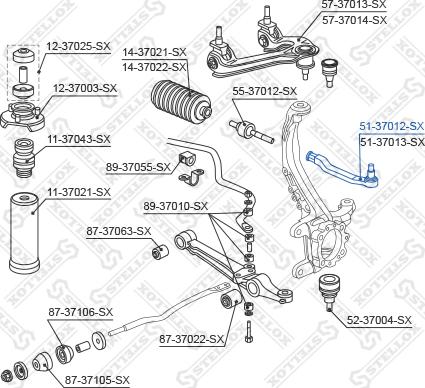 Stellox 51-37012-SX - Наконечник рульової тяги, кульовий шарнір autocars.com.ua