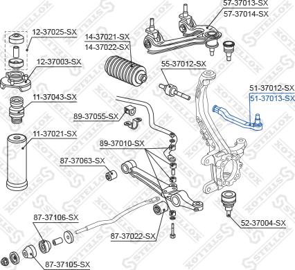 Stellox 51-37013-SX - Наконечник рульової тяги, кульовий шарнір autocars.com.ua