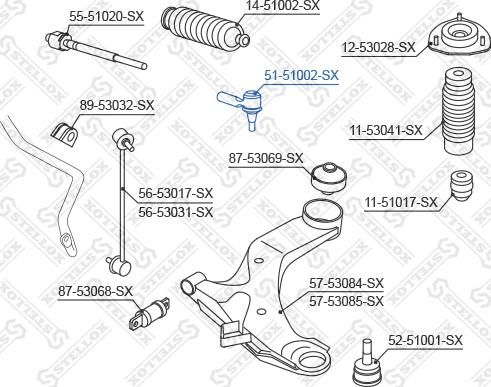 Stellox 51-51002-SX - Наконечник рулевой тяги, шарнир autodnr.net