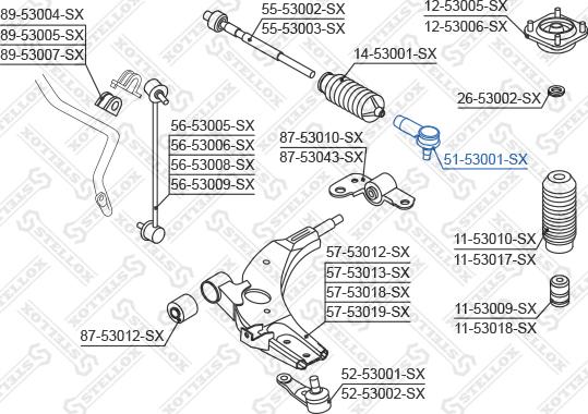 Stellox 51-53001-SX - Наконечник рулевой тяги, шарнир autodnr.net