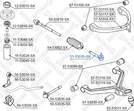 Stellox 51-53010-SX - Наконечник рульової тяги, кульовий шарнір autocars.com.ua