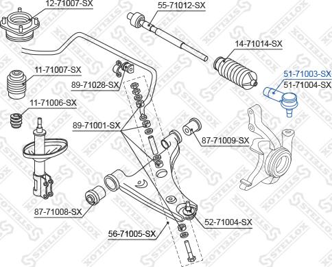 Stellox 51-71003-SX - Наконечник рульової тяги, кульовий шарнір autocars.com.ua