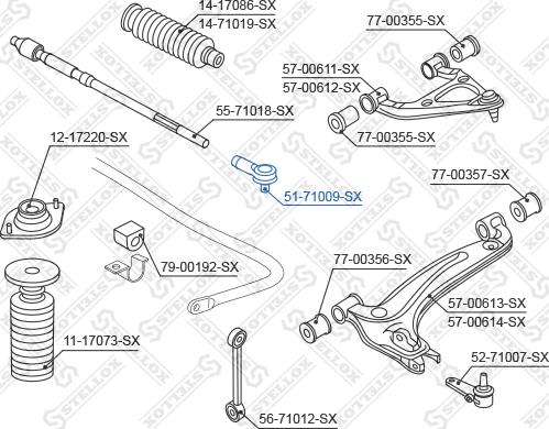 Stellox 51-71009-SX - Наконечник рульової тяги, кульовий шарнір autocars.com.ua