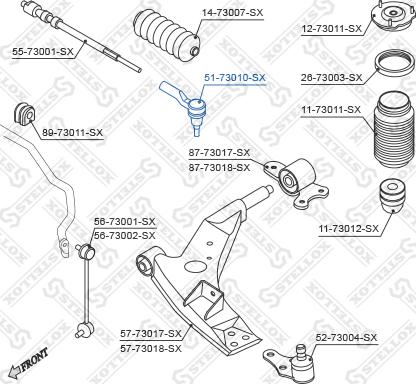 Stellox 51-73010-SX - Наконечник рульової тяги, кульовий шарнір autocars.com.ua