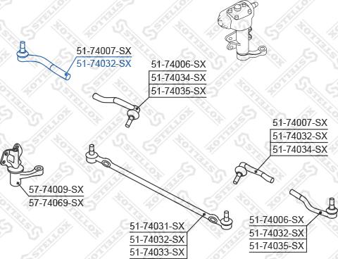 Stellox 51-74032-SX - Наконечник рульової тяги, кульовий шарнір autocars.com.ua