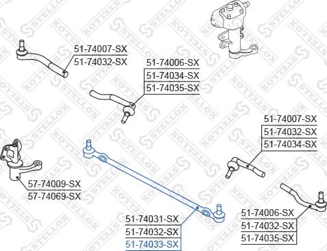 Stellox 51-74033-SX - Наконечник рульової тяги, кульовий шарнір autocars.com.ua