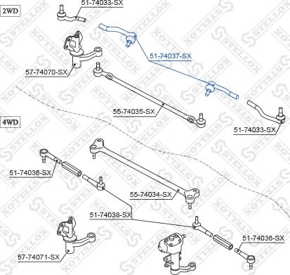 Stellox 51-74037-SX - Наконечник рульової тяги, кульовий шарнір autocars.com.ua