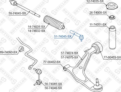 Stellox 51-74045-SX - Наконечник рульової тяги, кульовий шарнір autocars.com.ua