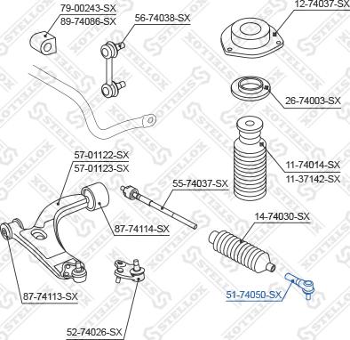 Stellox 51-74050-SX - Наконечник рулевой тяги, шарнир avtokuzovplus.com.ua