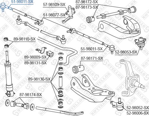 Stellox 51-98011-SX - Наконечник рульової тяги, кульовий шарнір autocars.com.ua