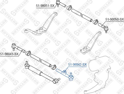 Stellox 51-98042-SX - Наконечник рулевой тяги, шарнир avtokuzovplus.com.ua