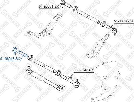 Stellox 51-98043-SX - Наконечник рульової тяги, кульовий шарнір autocars.com.ua