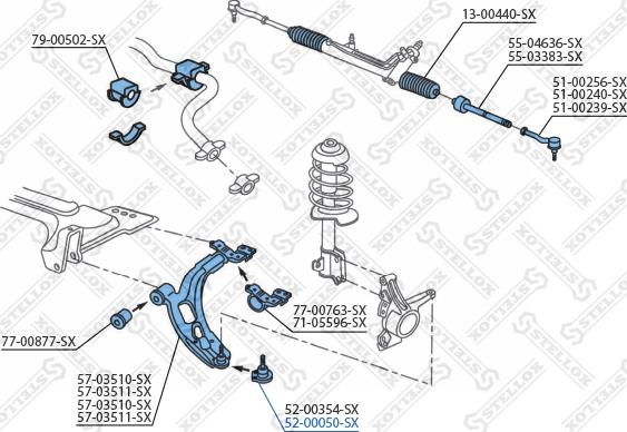 Stellox 52-00050-SX - Шаровая опора, несущий / направляющий шарнир avtokuzovplus.com.ua